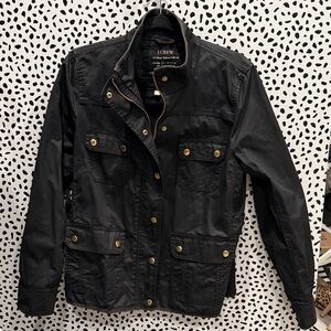 J. Crew Black Relaxed Boyfriend Field Utility Jacket with Gold Accents Sz L